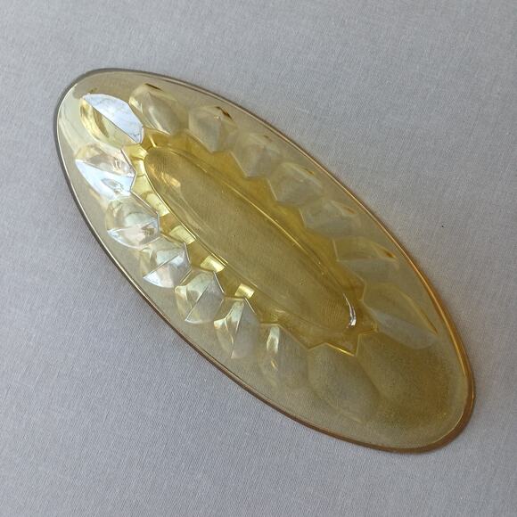 Indiana Glass Amber Oval Banana Boat 9" relish candy dish vintage depression - Picture 3 of 10